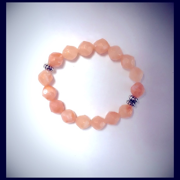 6” Peach Beaded Stretch Pullover Bracelet - Picture 3 of 4